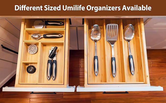Umilife Drawer Organizer Storage Boxes, 2.5" High Bamboo Drawer Dividers - Image 6