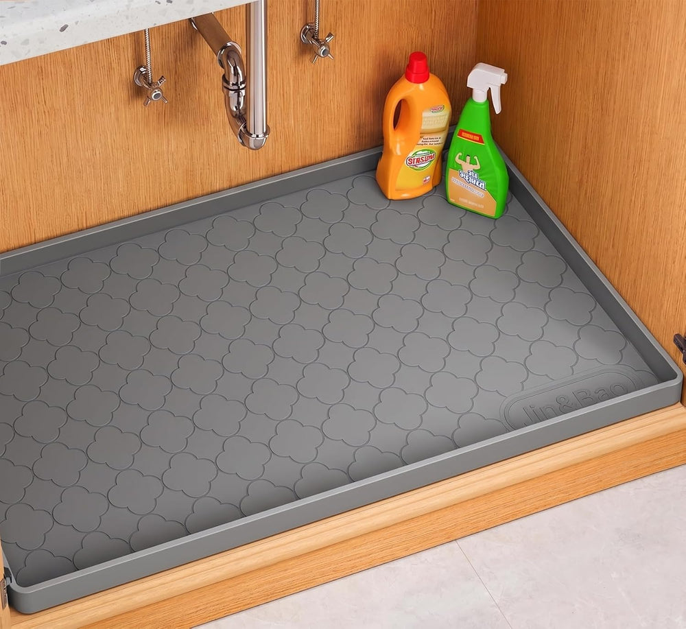 Jin&Bao Under Sink Mat 40" x 22" Waterproof Silicone Cabinet Ki...