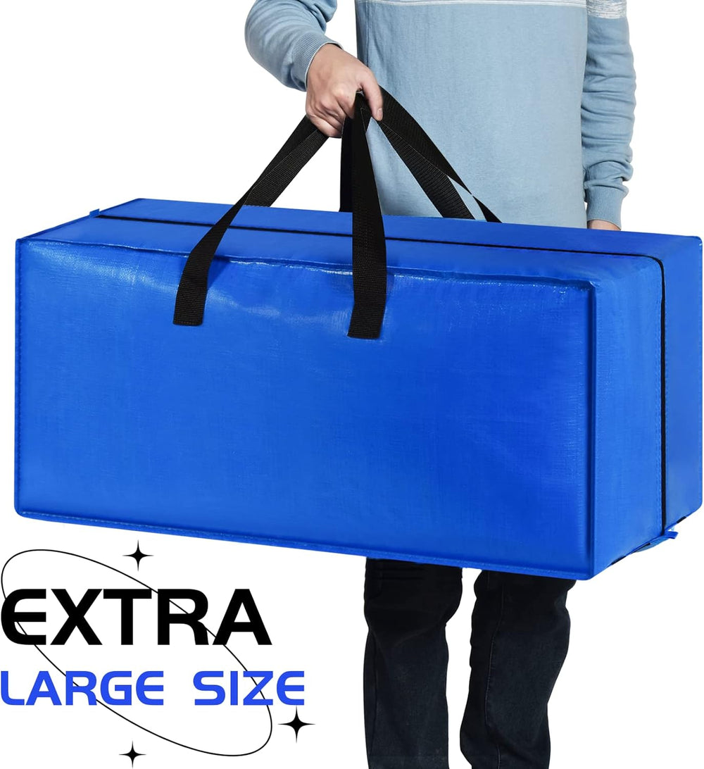 Heavy Duty Blue Moving Bags with Strong Zipper Handles Backpack Straps