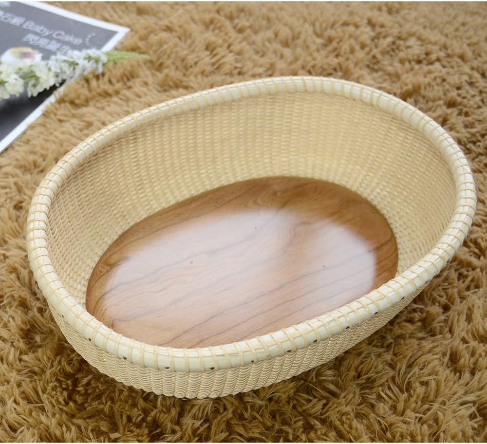 Nantucket-style basket Cane-on-cane weave Fruit Basket Bread Tray for Cake Ki...