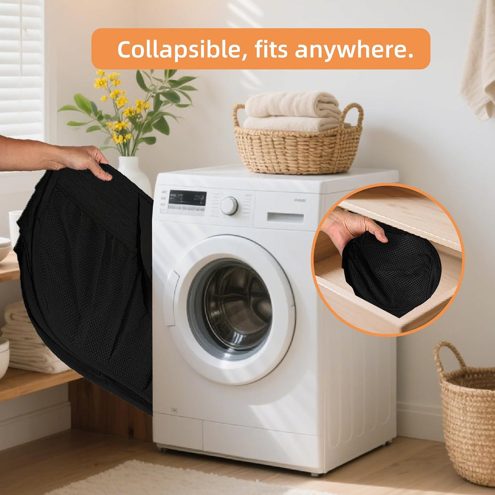 4 Pack Collapsible Laundry Baskets with Lid, Foldable Laundry Basket with 6 P...