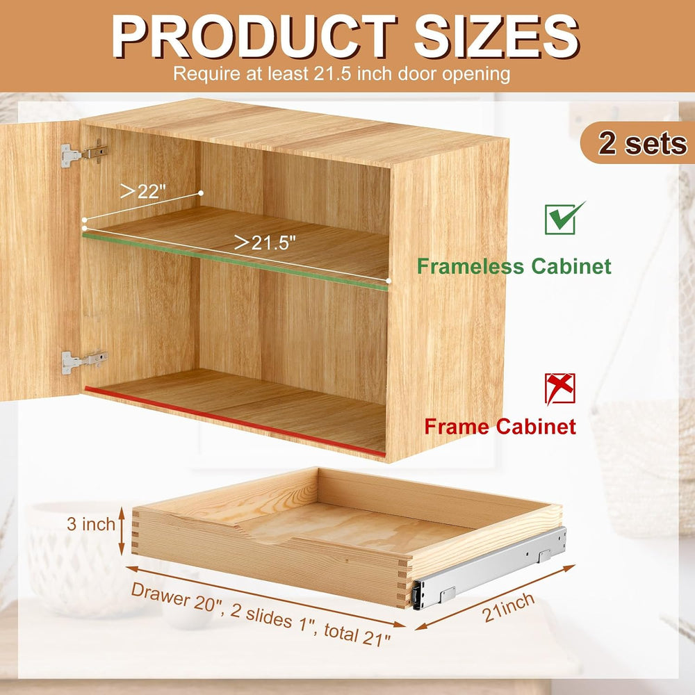 Menkxi 2 Set Wooden Pull out Cabinet Organizer Fully Assembled Slide out Pant...