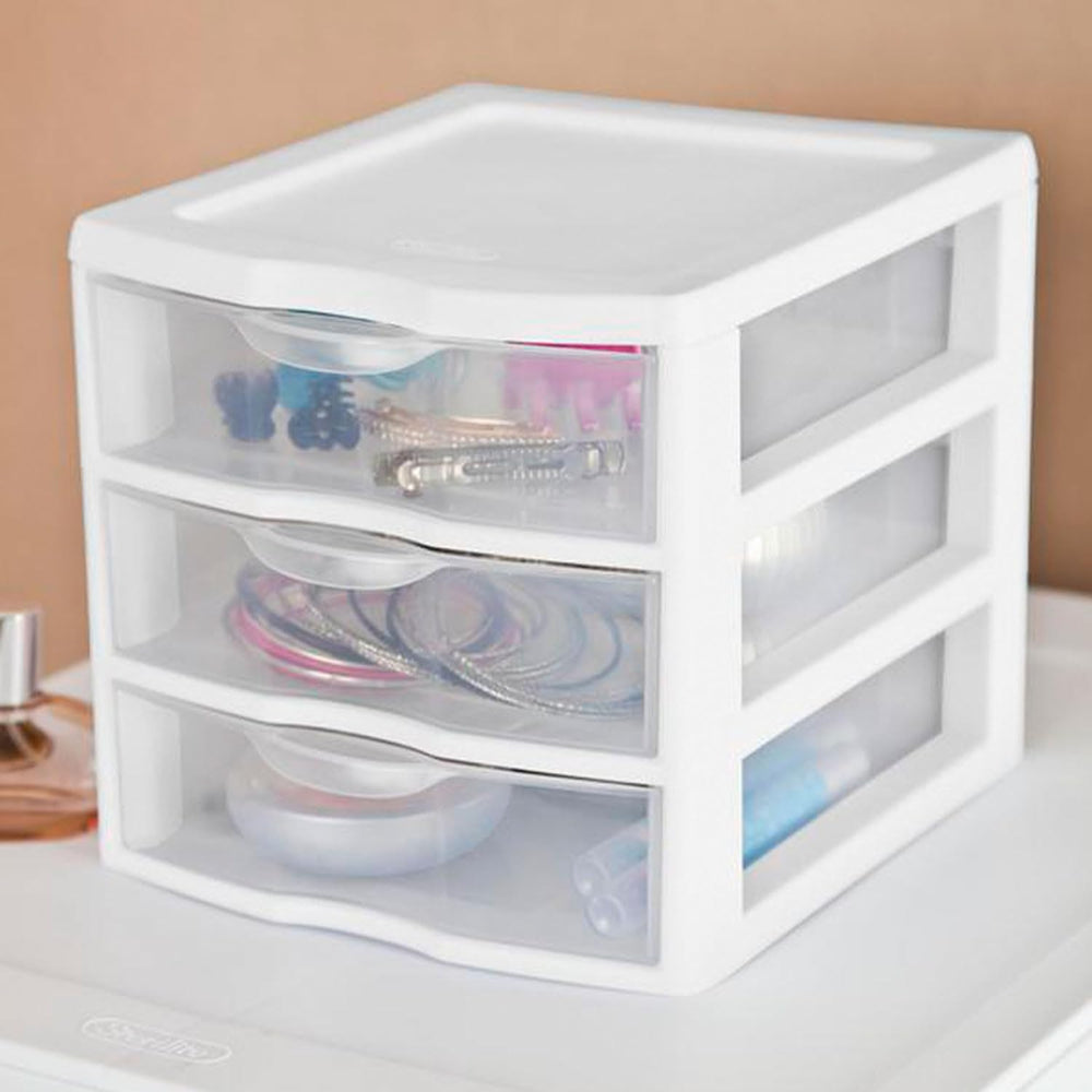 Sterilite Clearview Plastic Multipurpose Small 3 Drawer Desktop Storage Organ...
