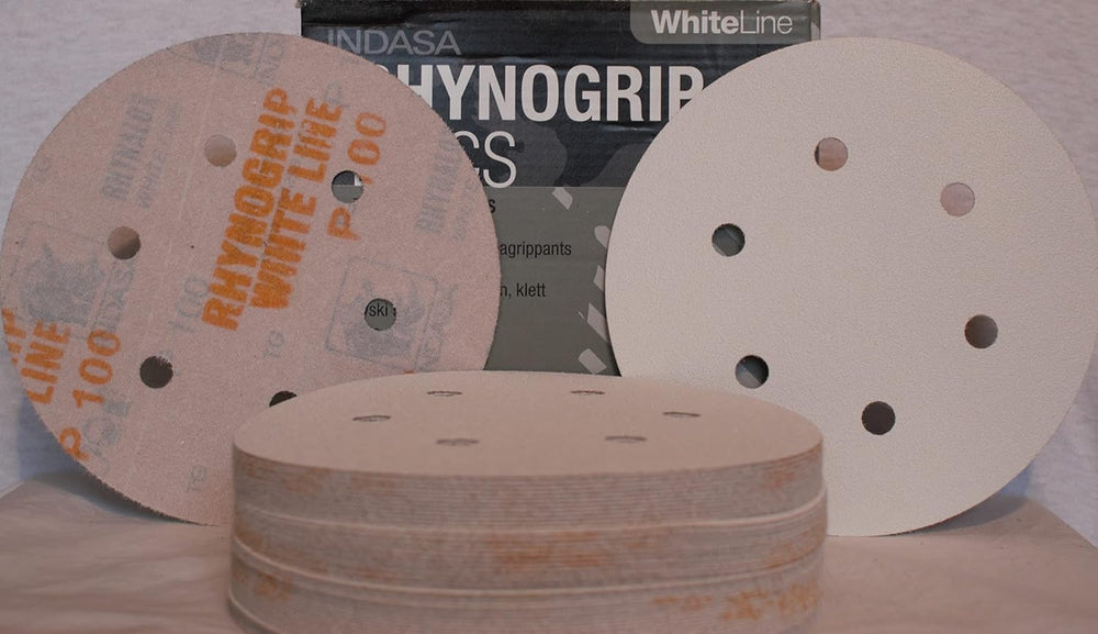 Indasa Rhynogrip 6 inch 6 Hole Hook & Loop Sanding Discs 50/box 150 Grit