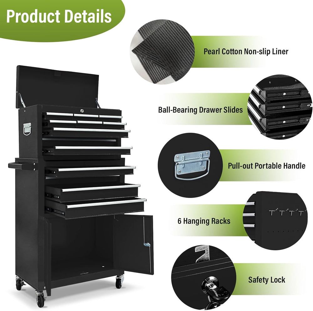 13-Drawer Tool Chest with Double Doors, Rolling Tool Box