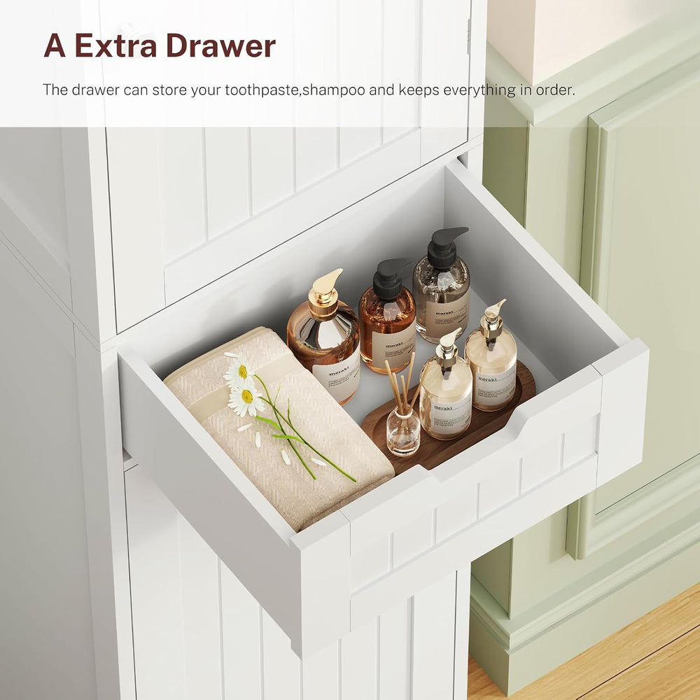 TEENFON 66.9" H Tall Bathroom Cabinet with 2 Doors & 1 Drawer, Narro...