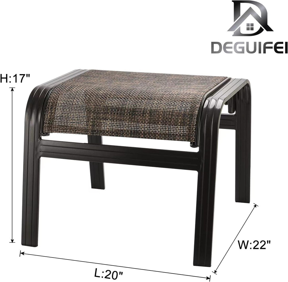 Patio Footstools Outdoor Foot Rest Aluminum Ottomans Samll Seat Wicker Furnit...