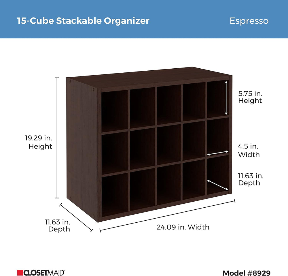 ClosetMaid 15 Cube Stackable Storage Organizer for Shoes, Bags, Crafts, Hobbi...