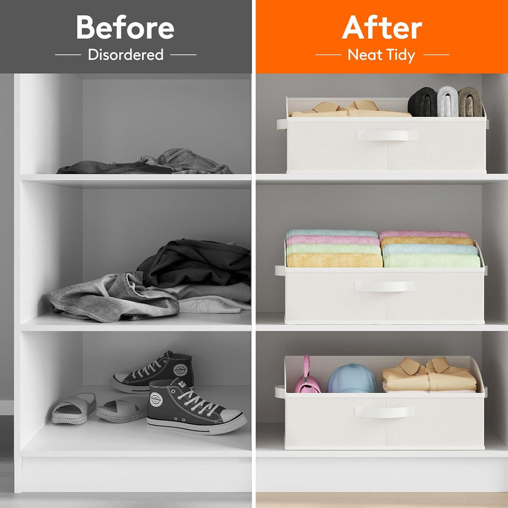 Lifewit Trapezoid Closet Storage Bin for Shelf, 6 Packs 23L, White