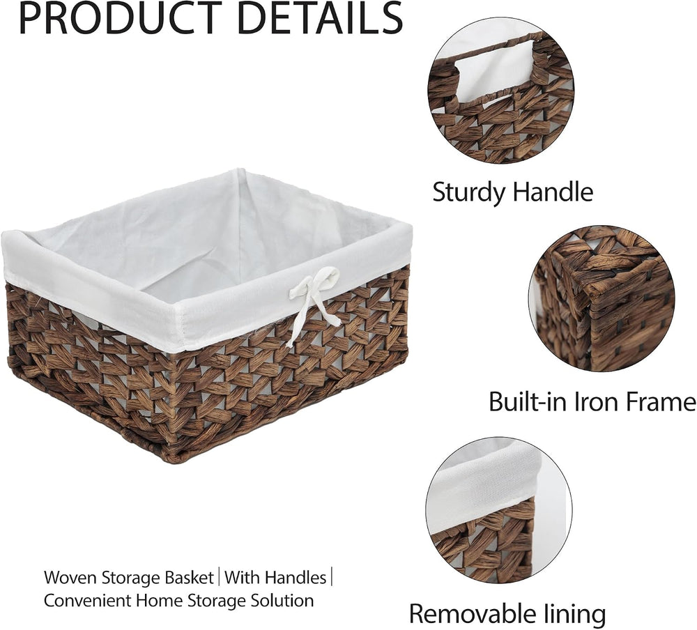 KINGWILLOW Wicker Basket Set of 3 with Removable Liner