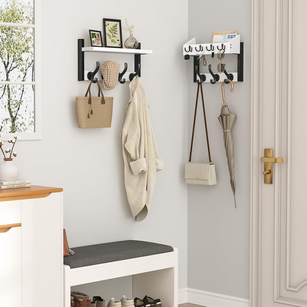 Evermagin 29" Coat Rack Wall Mount with Shelf for Entryway, White
