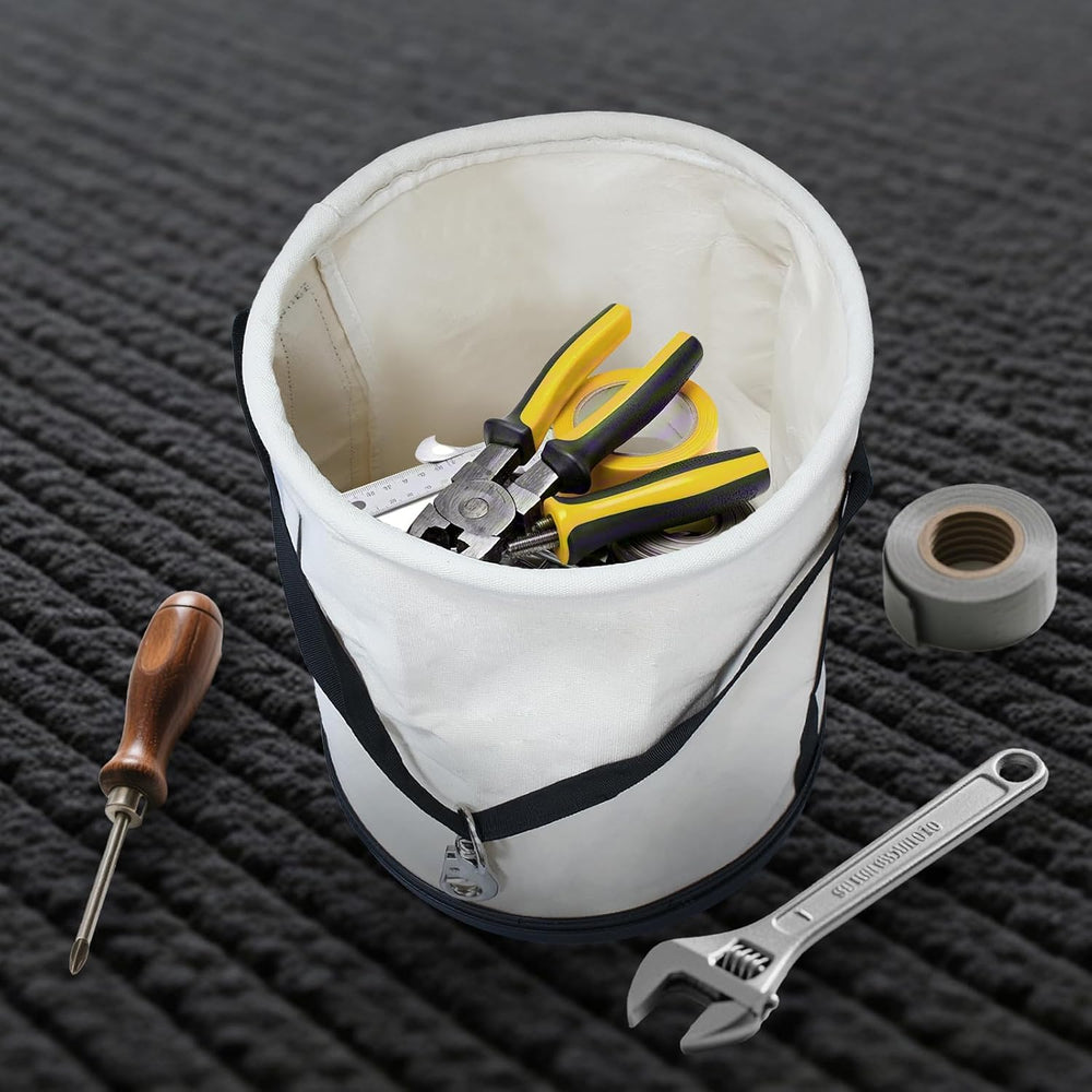 3 Pack Utility Canvas Bucket with Plastic Bottom and Metal Hook 15" x 12...