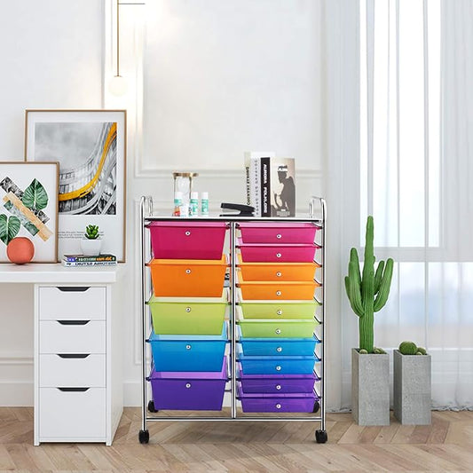 GOFLAME 15-Drawer Rolling Storage Cart, Utility Cart - Image 2