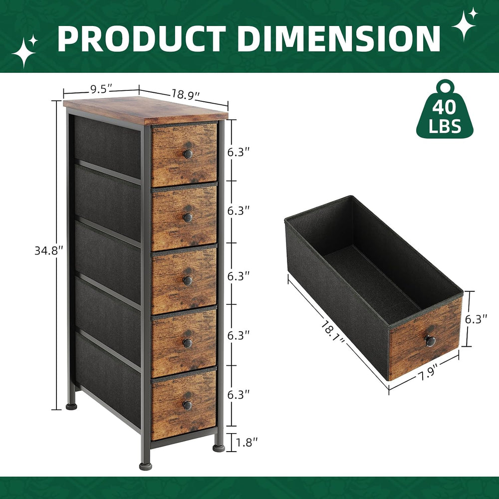 COTUBLR Narrow Dresser, 19" Wide Narrow Nightstand Dresser Storage Tower...