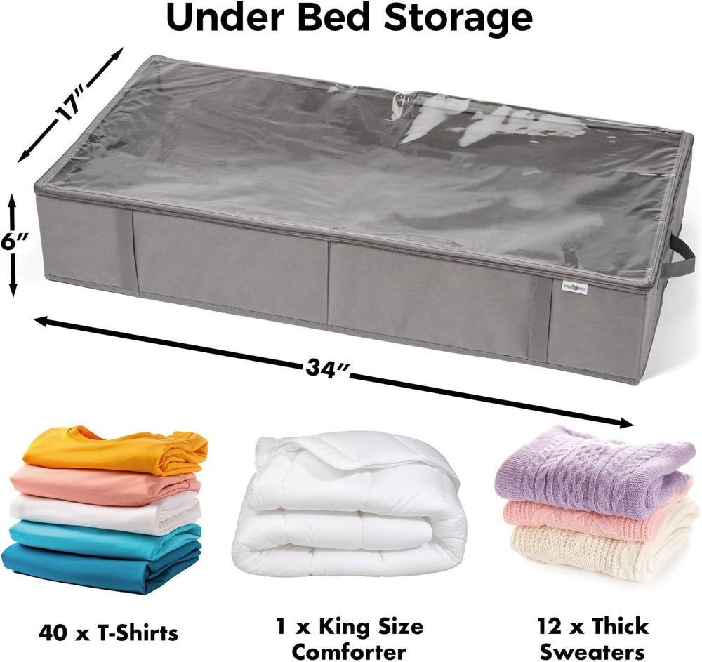 StorageExpert Under Bed Storage Containers, Closet Organizer, Black, 4 Pack