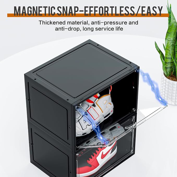 KEFA XL Shoe Storage Box Organizer, 8 Pack Shoe Boxes Clear Plastic Stackable - Image 7