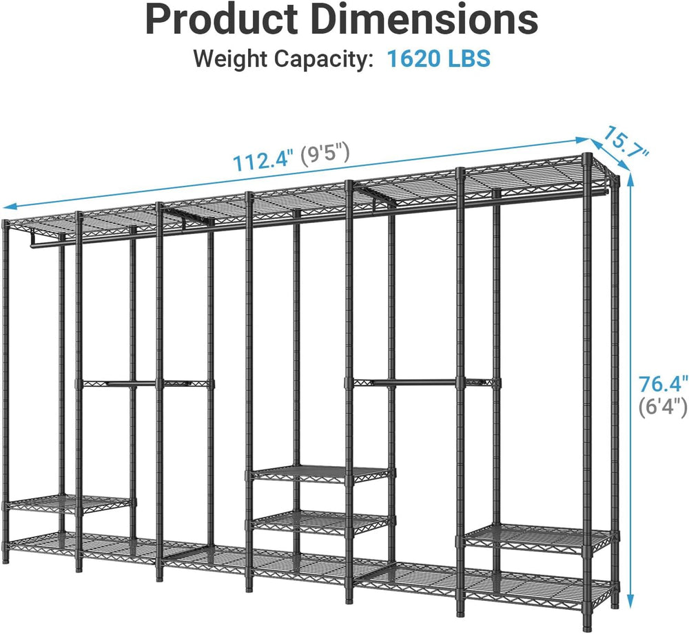 VIPEK V60 Extra Large Portable Garment Rack for Bedroom, Black