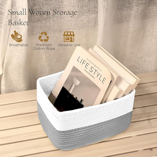 Hopegiver Woven Storage Baskets 11x8x7 Inch, 3 Pack Collapsible Cube Storage Bin - Image 2