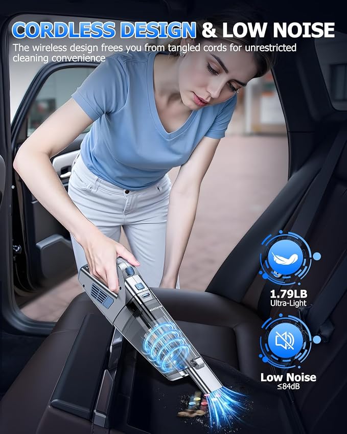 BQYPOWER Handheld Vacuum Cordless, 16000PA Strong Suction Hand Held Vacuum Dust - Image 7