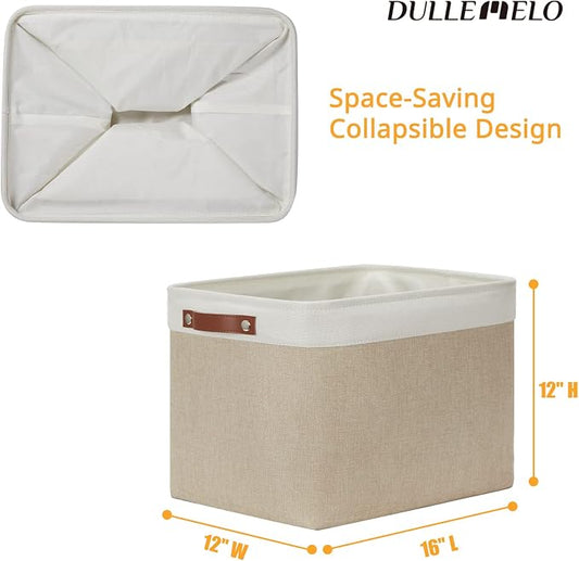 DULLEMELO Storage Baskets Large 16"x12"x12" Tall Rectangular Baskets Fabric - Image 2
