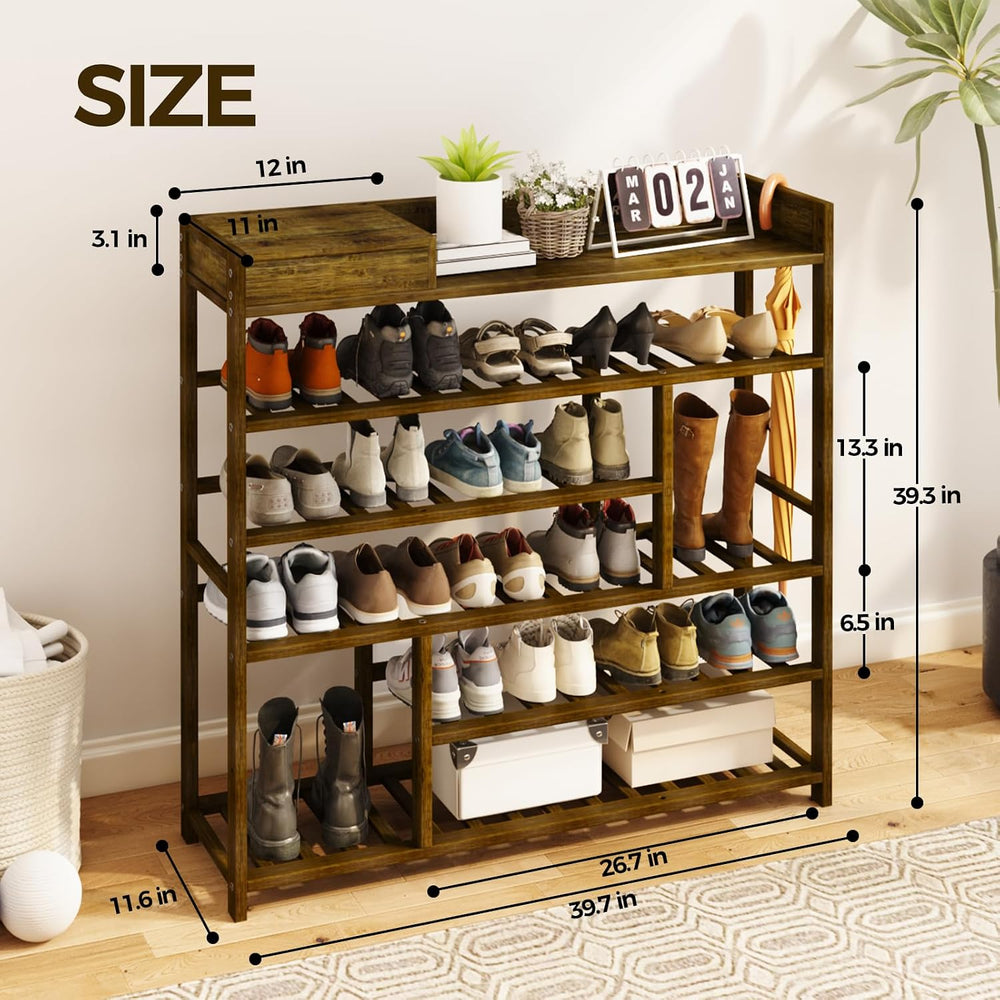 Bamworld Shoe Rack for Front Door Entrance Bamboo Shoe Organizer with Storage...