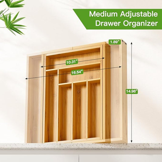 Pipishell Bamboo Expandable Drawer Organizer - Image 2