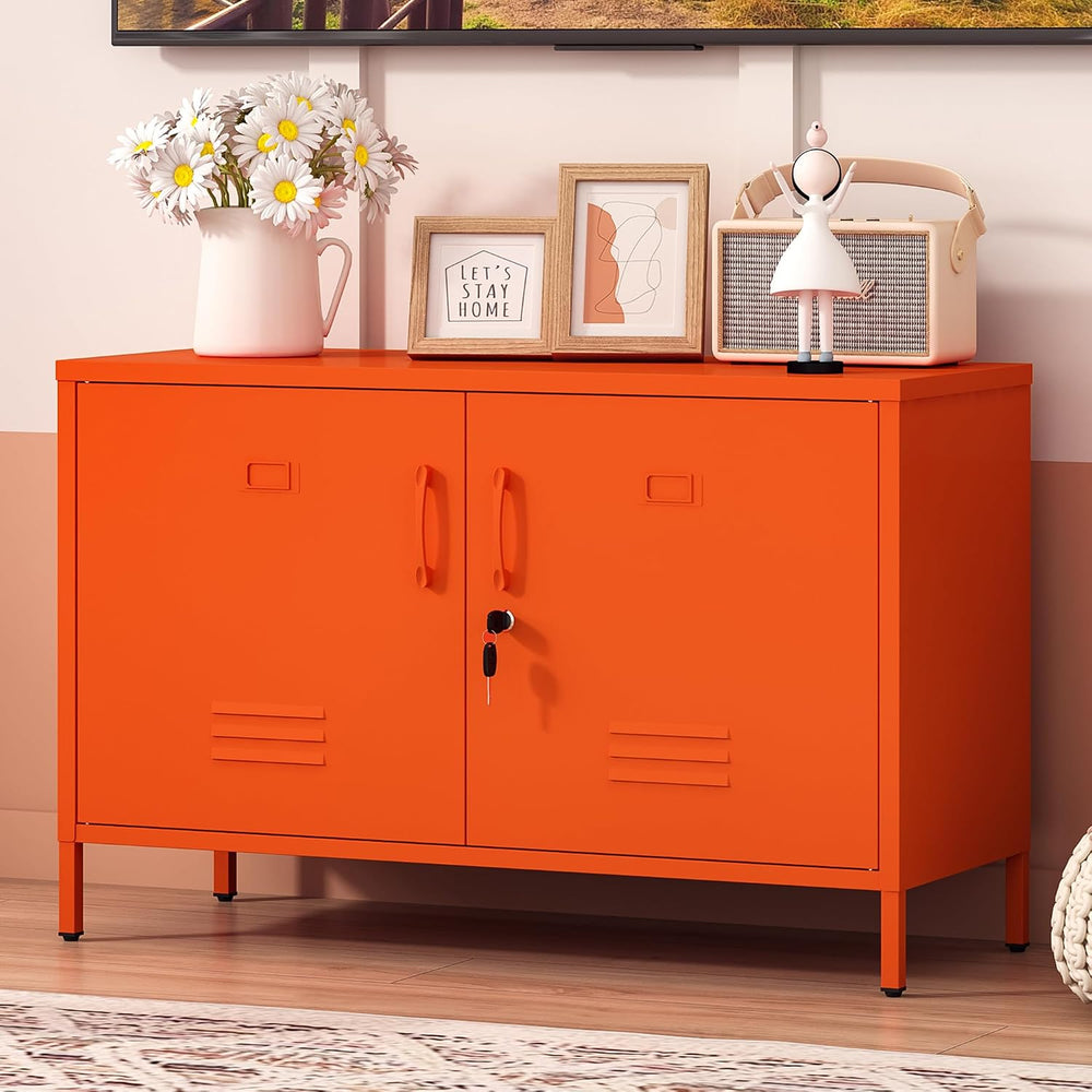25.2" H Metal Locker Storage Cabinet with 2 Locks, Steel Low Lockerable ...