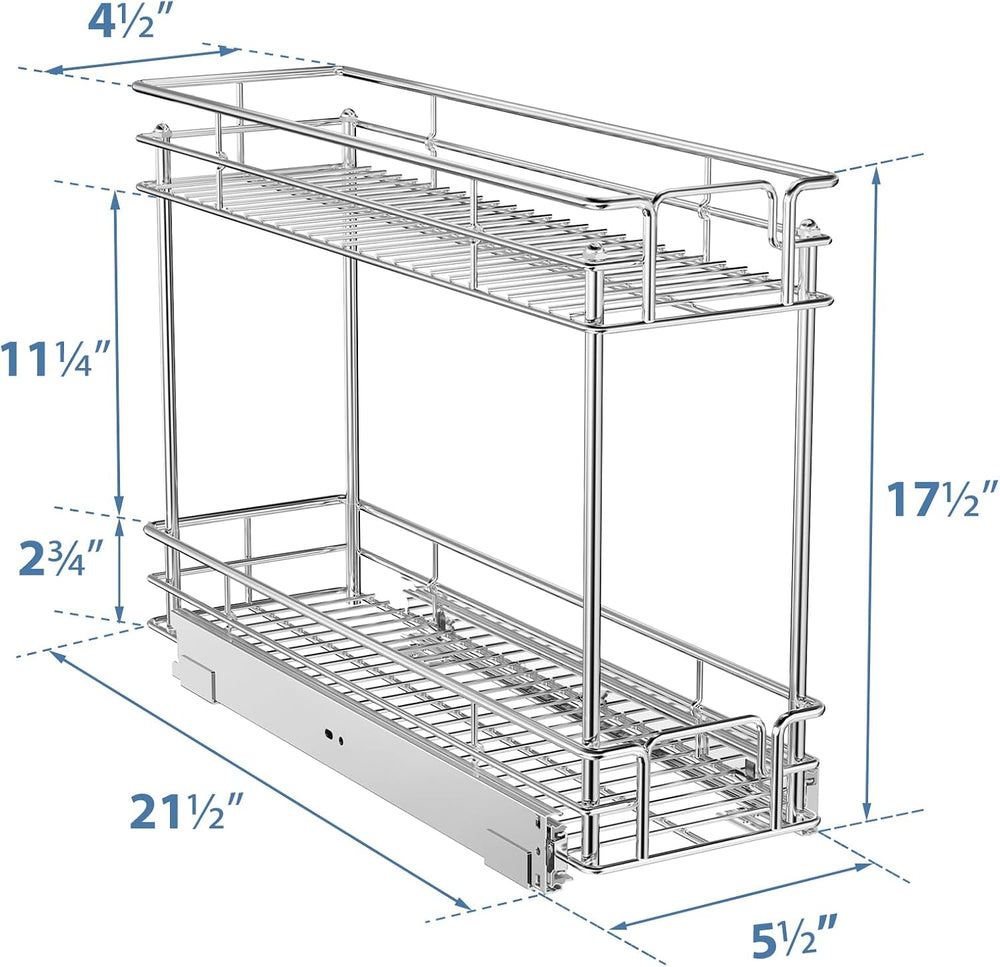 ROOMTEC Pull Out Spice Rack for Narrow Cabinet (5½" W X 21" D),2 Ti...