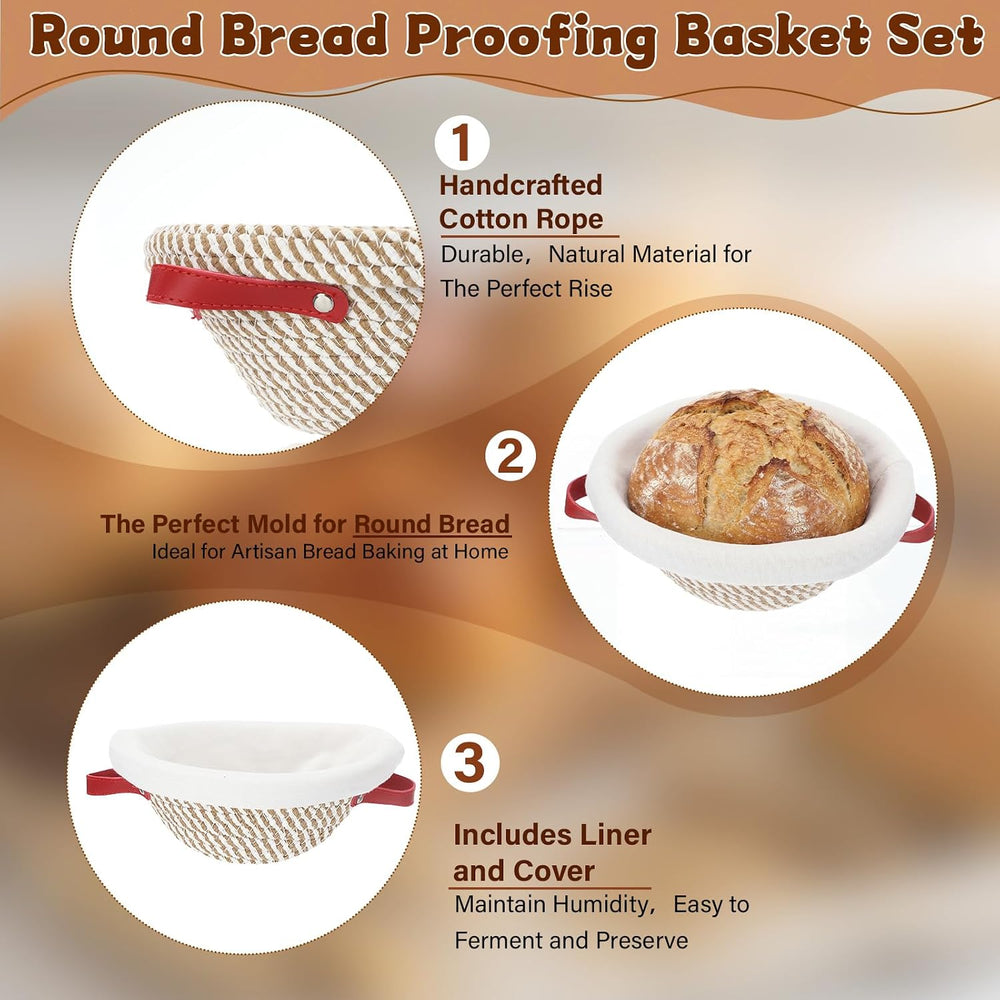 Gisafai 12 Set Banneton Bread Proofing Baskets Bulk 9 Inch Round Cotton Rope ...