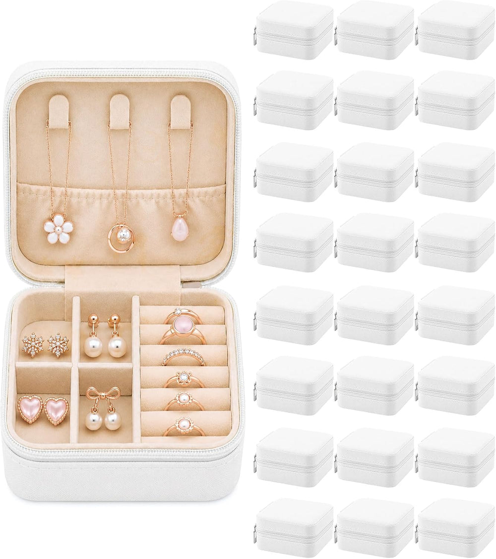 24 Pack Travel Jewelry Box, Mini Portable PU Leather Jewelry Case Bulk, Small...