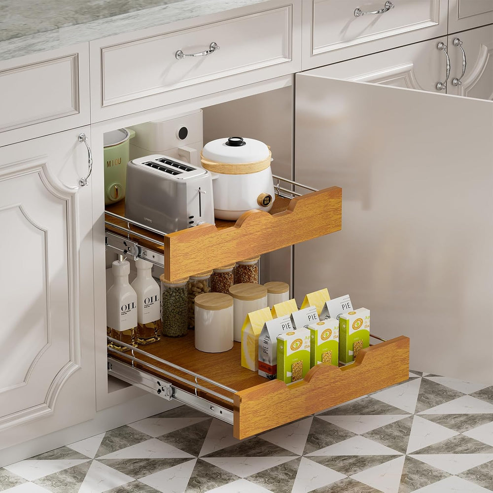 DINDON 2 Tier Pull Out Cabinet Organizer (20" W x 21" D) Slide Out ...