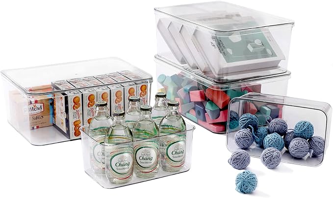 Clear Storage Bins With Lids, 5 Packs Food Storage Organizer, Cabinet Storage - Image 7