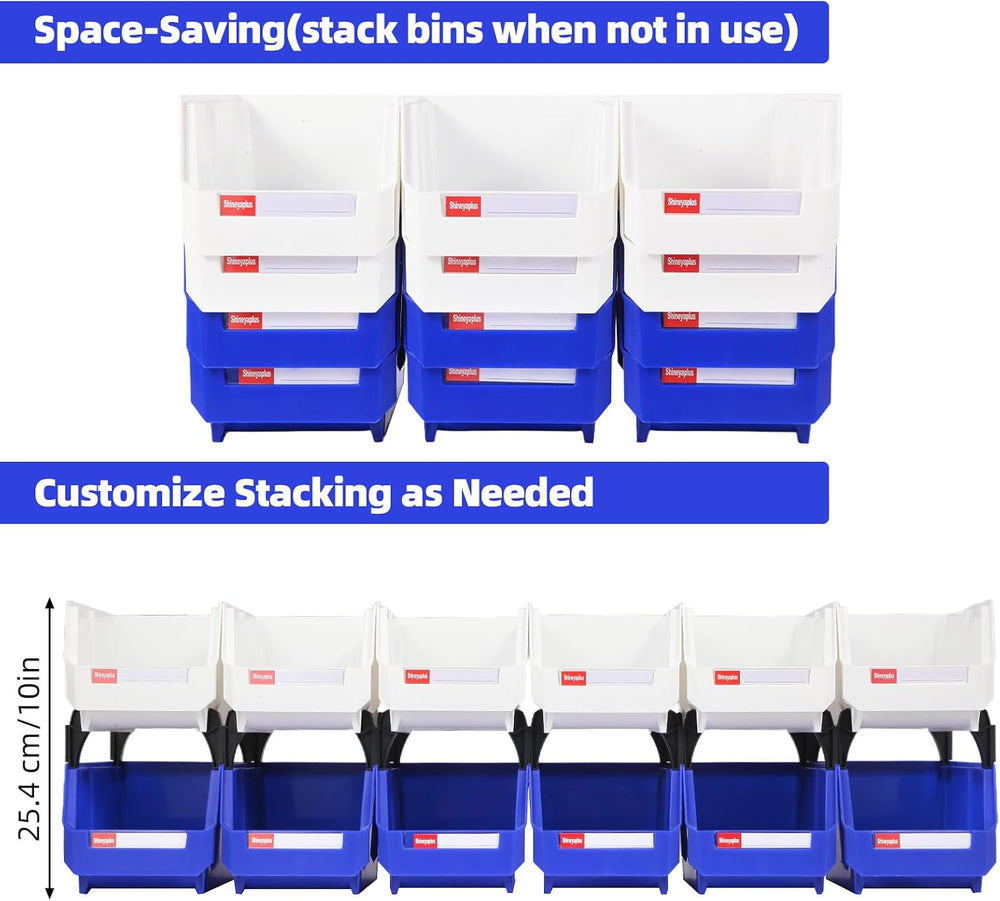 12 Packs Stackable Storage Bins, 7" x 5" x 4" Parts Bin,