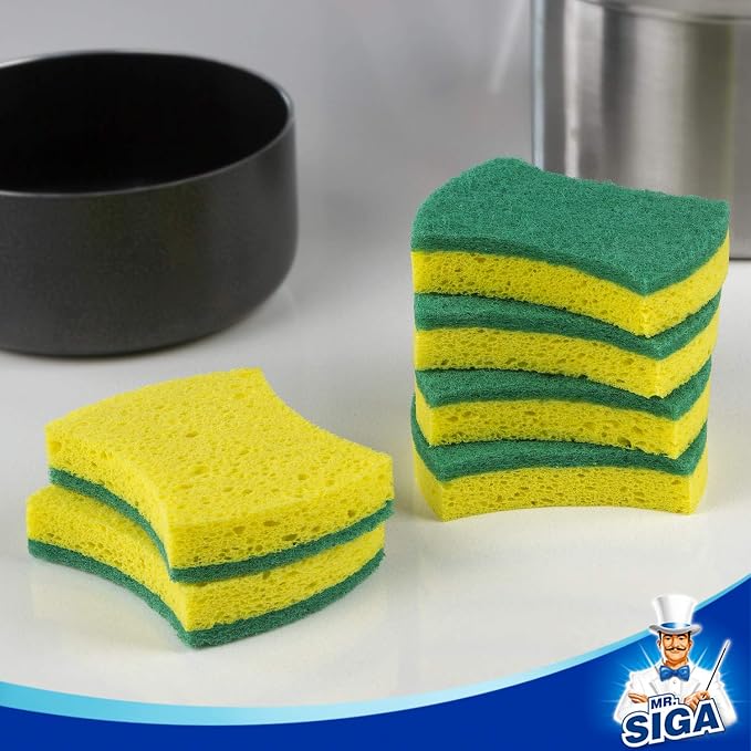 MR.SIGA Heavy Duty Cellulose Scrub Sponge, Dual-Sided Dishwashing Sponge - Image 9