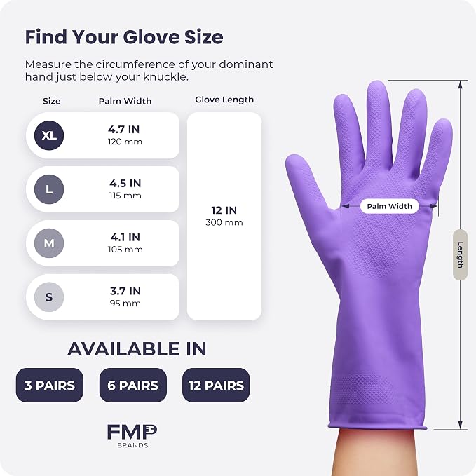 FMP Brands 3/6/12/60 Pairs Cleaning Gloves, Waterproof Rubber Gloves - Image 7