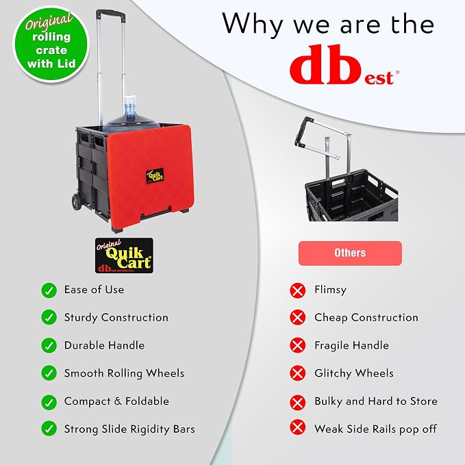 dbest products Quik Cart Collapsible Rolling Crate on Wheels - Image 5