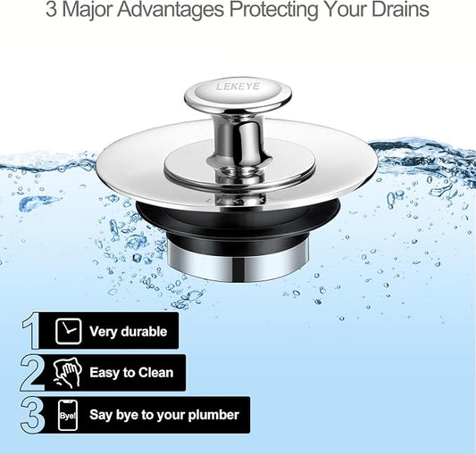 LEKEYE Shower Drain Hair Catcher | Bathtub Stopper/Strainer Stainless Steel - Image 2