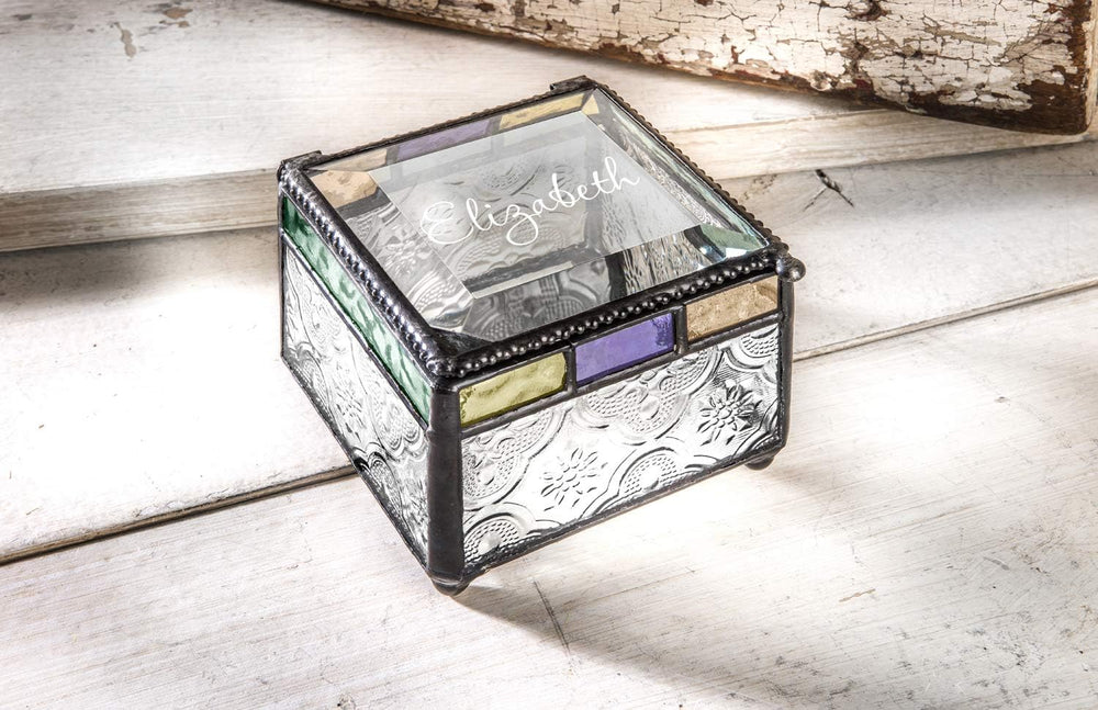 Personalized Jewelry Box Decorative Vanity Display Colorful Stained Glass Kee...