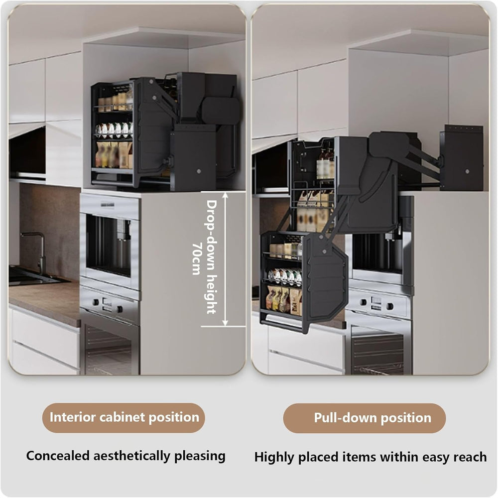 Double-Body Top Cabinet Lift Basket Pull Down Shelf Cabinet Organizer Removab...