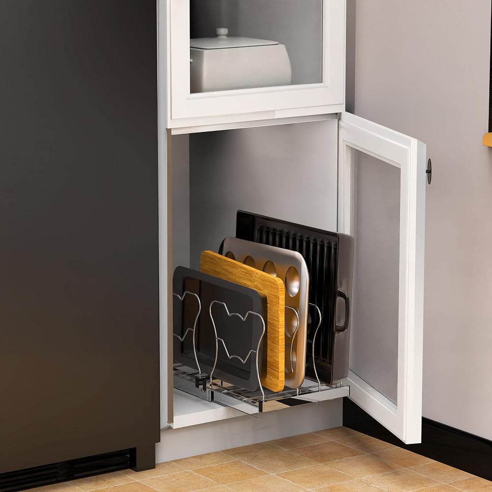 Simple Houseware Under Cabinet Pull Out Sliding Shelf Organizer, Chrome