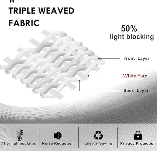 DWCN White Curtains for Living Room Thermal Insulated, 50% Light Blocking - Image 2