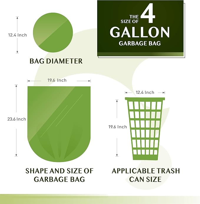 FORID 4 Gallon Garbage Bags, Strong Trash Can Liners, 15 Liter Wastebasket Bags - Image 6