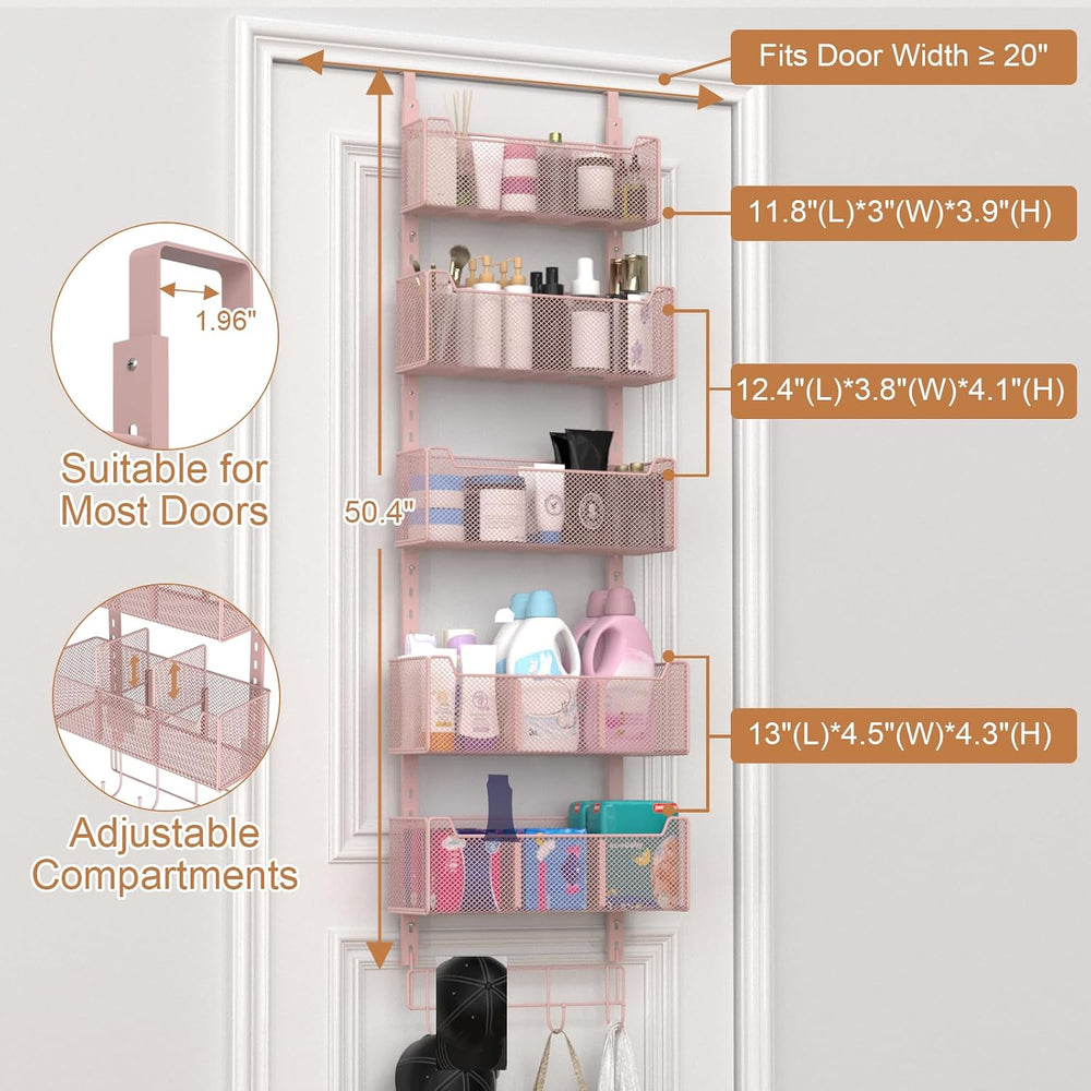 VyGrow Over The Door Organizer, Metal Door Organizer Hanging with 5 Adjustabl...