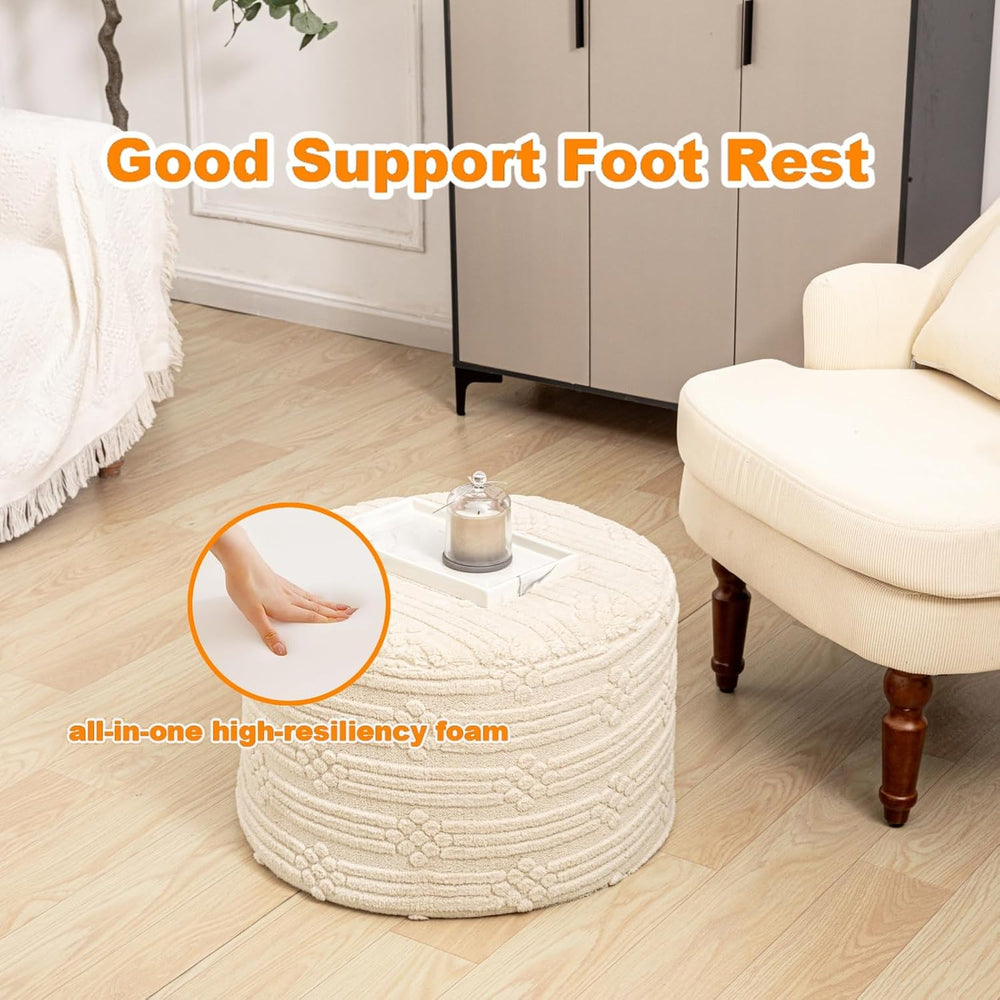 Asuprui Ottoman Foot Rest,Linen,All-in-one Foam Pouf Footstool 20x14 in