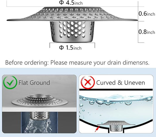 MFTEK Drain Hair Catcher Tub Drain Protector, Stainless Steel Bathtub Shower - Image 2