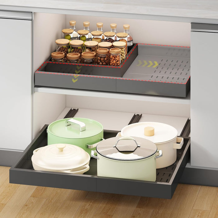 Fokyfok Pull out Cabinet Organizer,14"-21"W,17"-24"D,Expandable,Adhesive