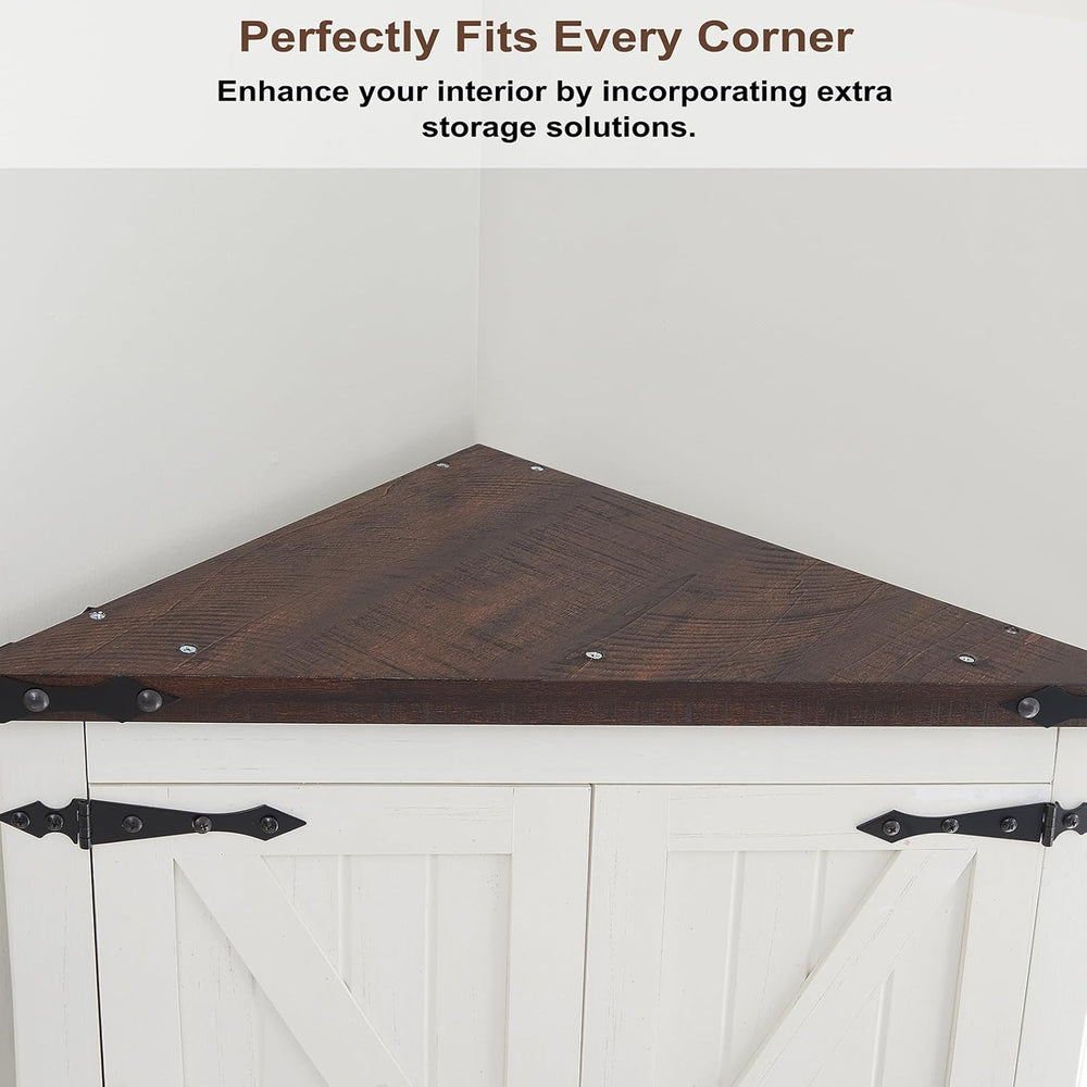 Minifeel Tall Farmhouse Corner Cabinet with 4 Doors and Adjustable Shelves, F...