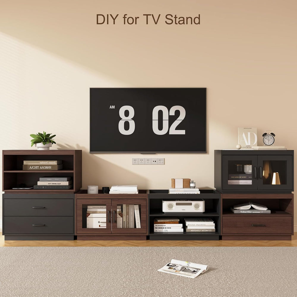Stackable Storage with 2 Drawers, 28"W Storage Bins for Closet Organizers