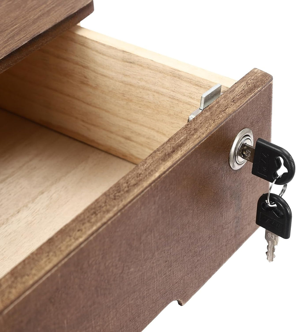 3 Drawers Wood Storage Box Wooden Storage Cabinet Organizer, Tabletop Storage...