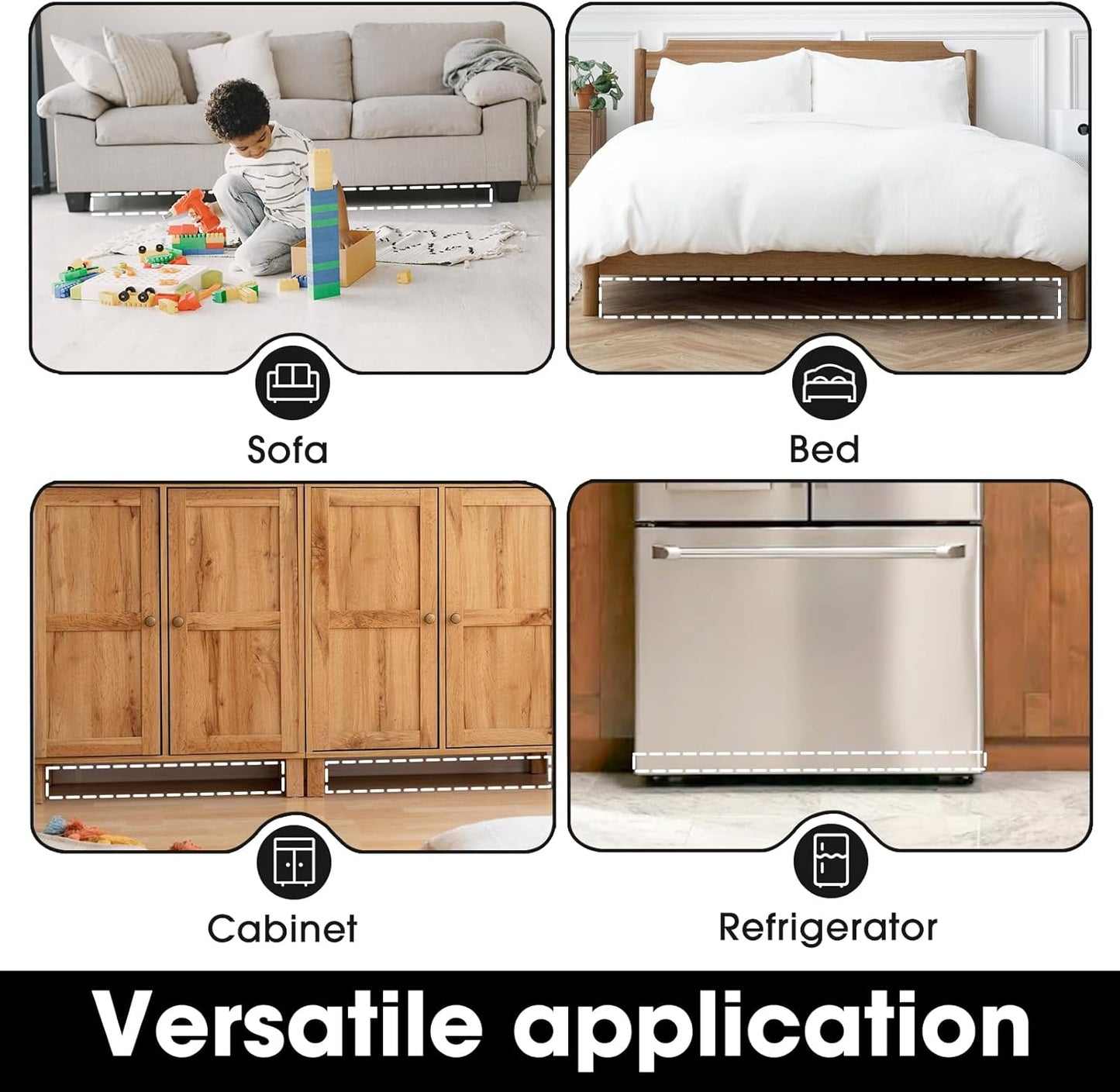 BOWERBIRD Clear Under Couch Blockers - Stop Toys from Going Under Couch Sofa Bed and Other Furniture - Suit for Hard Surface Floors Only